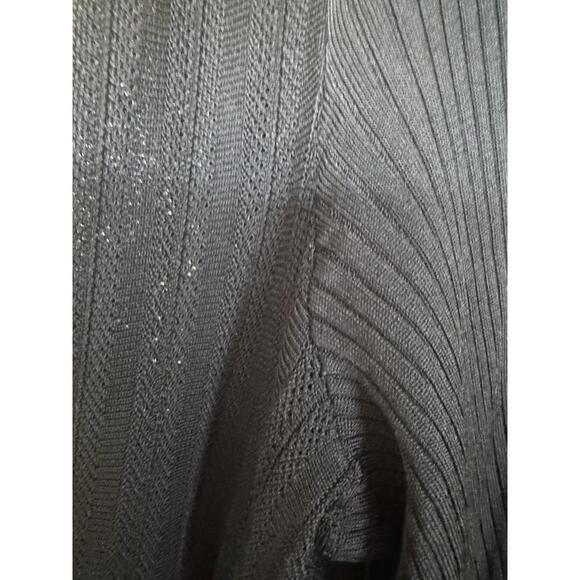 Express Black Ribbed Shimmer Mock Neck Top Womens XL metallic Knit - Picture 4 of 4
